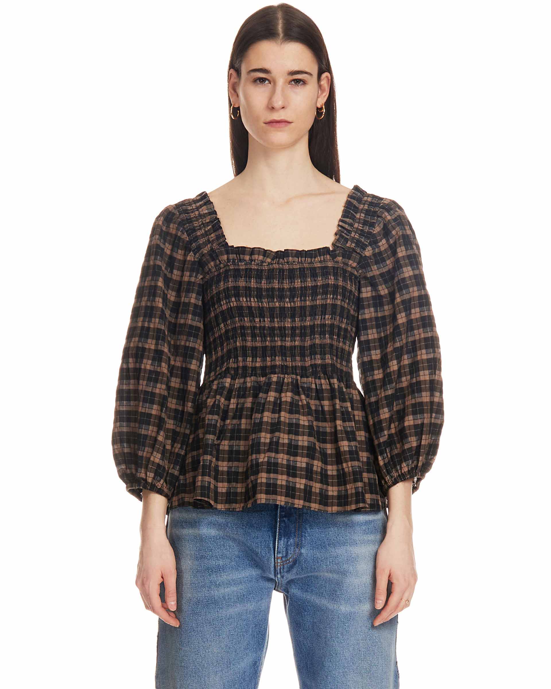 GANNI---Checkered-Blouse-
