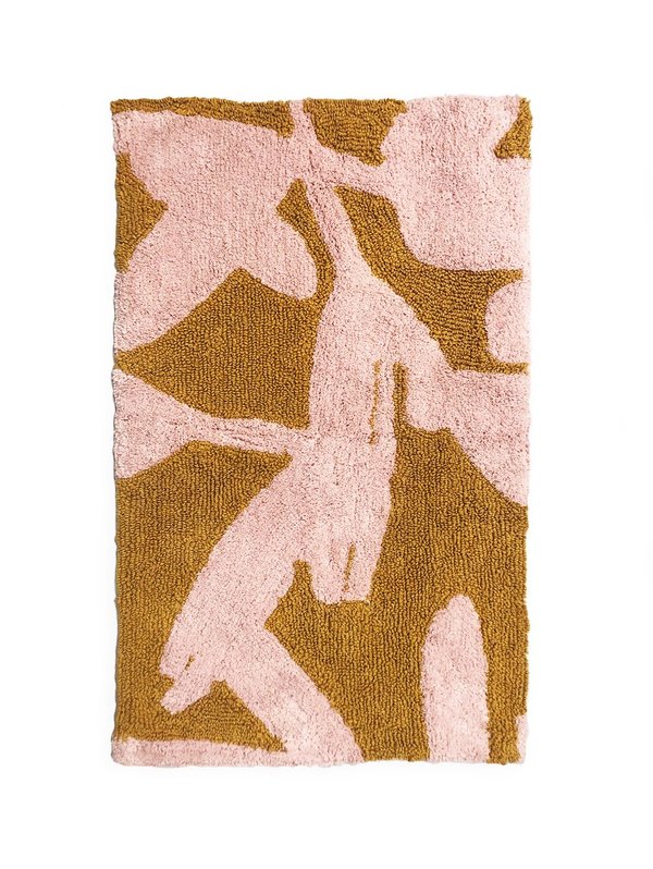 Mosey Me Abstract Bath Mat - Pink/Mustard Mosey Me Abstract Bath Mat - Pink/Mustard