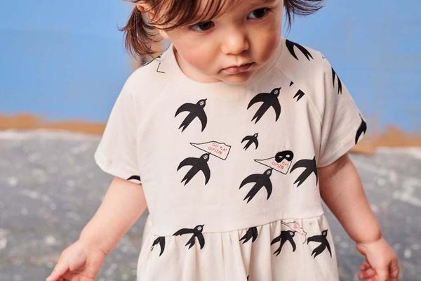 kids Beau Loves Birds T-Shirt Dress - White kids Beau Loves Birds T-Shirt Dress - White