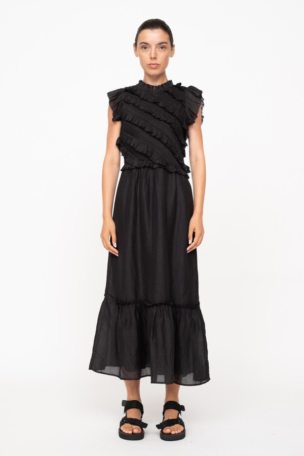 knee length dresses for ladies Woven Cotton Tube Neck Maxi Dress main image 1