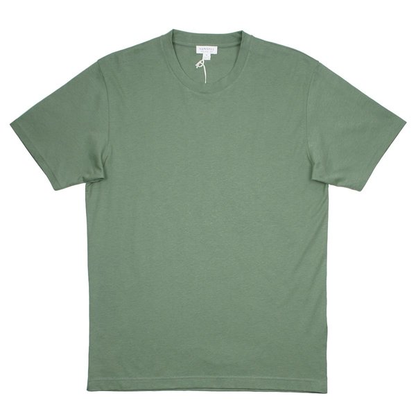 Sunspel Short Sleeve Riviera Crew Neck T-shirt - Light Khaki Sunspel Short Sleeve Riviera Crew Neck T-shirt - Light Khaki