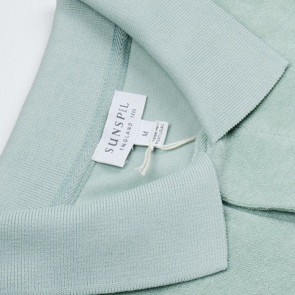 Sunspel Short Sleeve Terry Polo - Dusky Green Sunspel Short Sleeve Terry Polo - Dusky Green