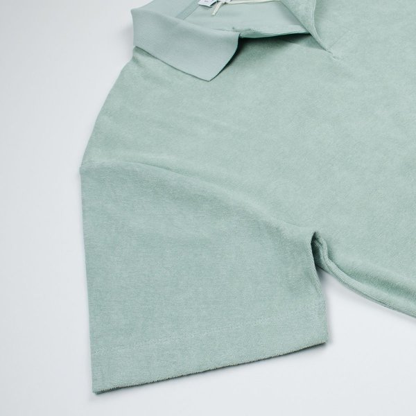 Sunspel Short Sleeve Terry Polo - Dusky Green Sunspel Short Sleeve Terry Polo - Dusky Green