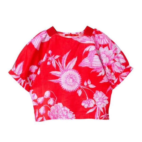 Kids Oilily Besty Linen Blouse - Orange Flower Kids Oilily Besty Linen Blouse - Orange Flower
