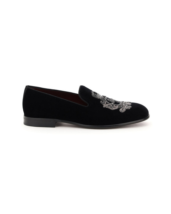 Dolce & Gabbana Leonardo Velvet Slippers - black Dolce & Gabbana Leonardo Velvet Slippers - black