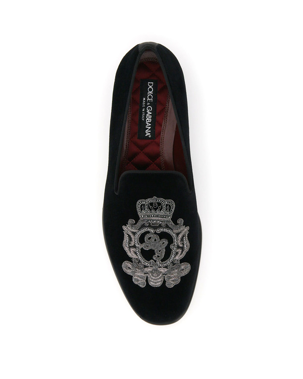 Dolce & Gabbana Leonardo Velvet Slippers - black Dolce & Gabbana Leonardo Velvet Slippers - black