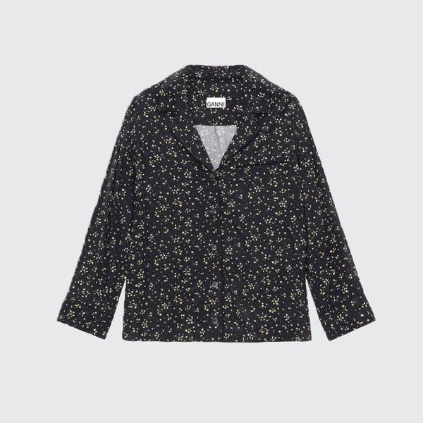 Ganni Printed Crepe Shirt - BLK Ganni Printed Crepe Shirt - BLK