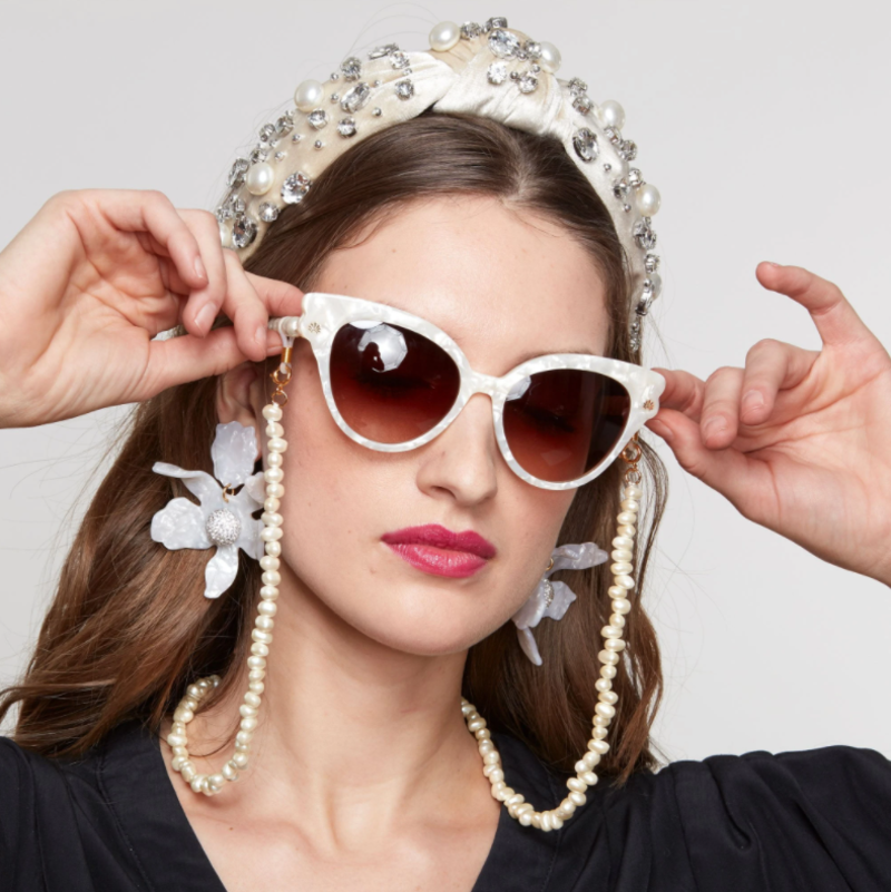 LeLe Sadoughi Pearl And Crystal Knotted Headband - ivory  display picture 1