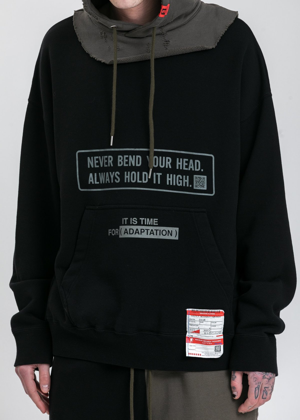 MaisonMIHARAYASUHIRO　DOUBLE FRONT HOODIE Mihara Yasuhiro Partly Double Hoodie - Black | Garmentory
