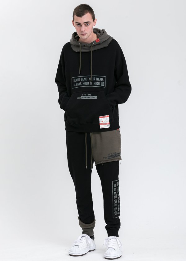MaisonMIHARAYASUHIRO　DOUBLE FRONT HOODIE Mihara Yasuhiro Partly Double Hoodie - Black | Garmentory