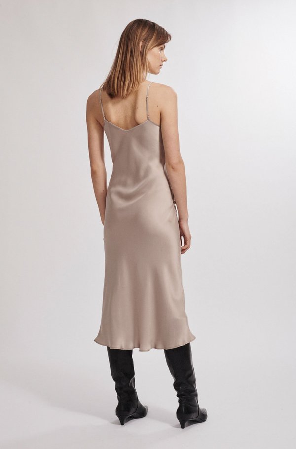 Silk Laundry 90S SILK SLIP DRESS - ALUMINIUM | Garmentory