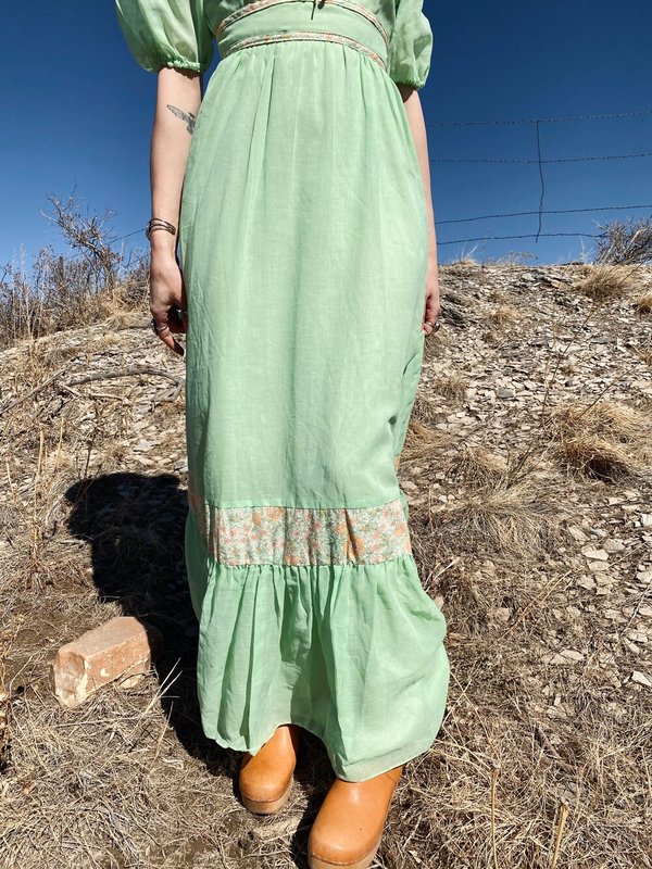green prairie dress Isabella Back Tie Linen Maxi Dress Abaya 941 main image 0