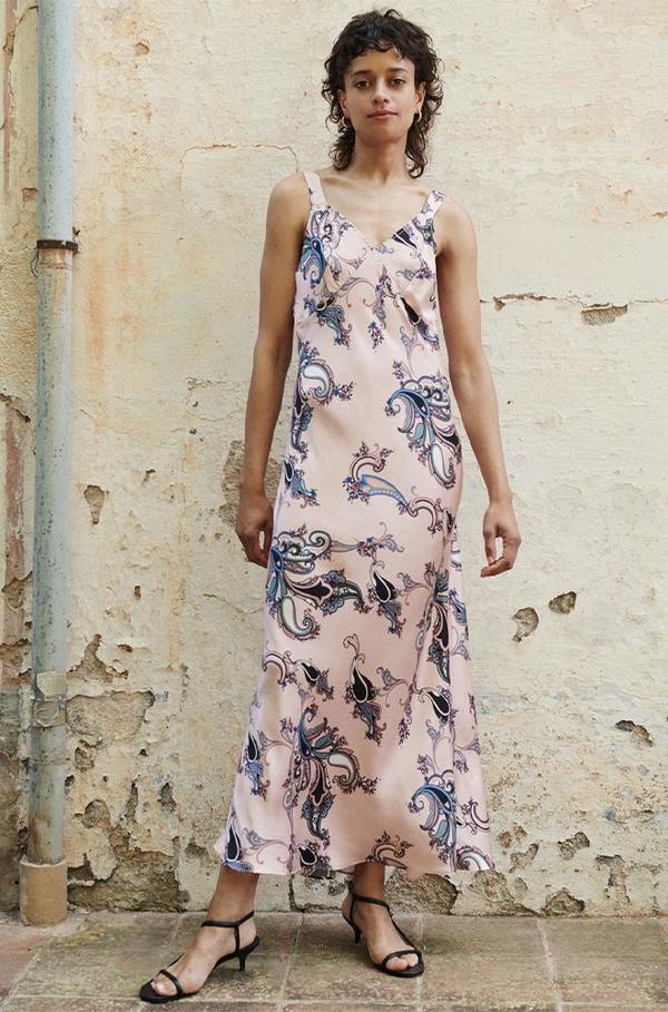 silk laundry deco slip dress Silk Laundry DECO SLIP DRESS - PINK PAISLEY