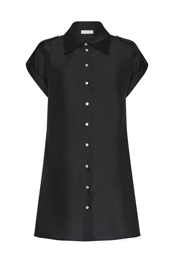 Silk Laundry DROP SHOULDER 60S DRESS - BLACK Silk Laundry DROP SHOULDER 60S DRESS - BLACK