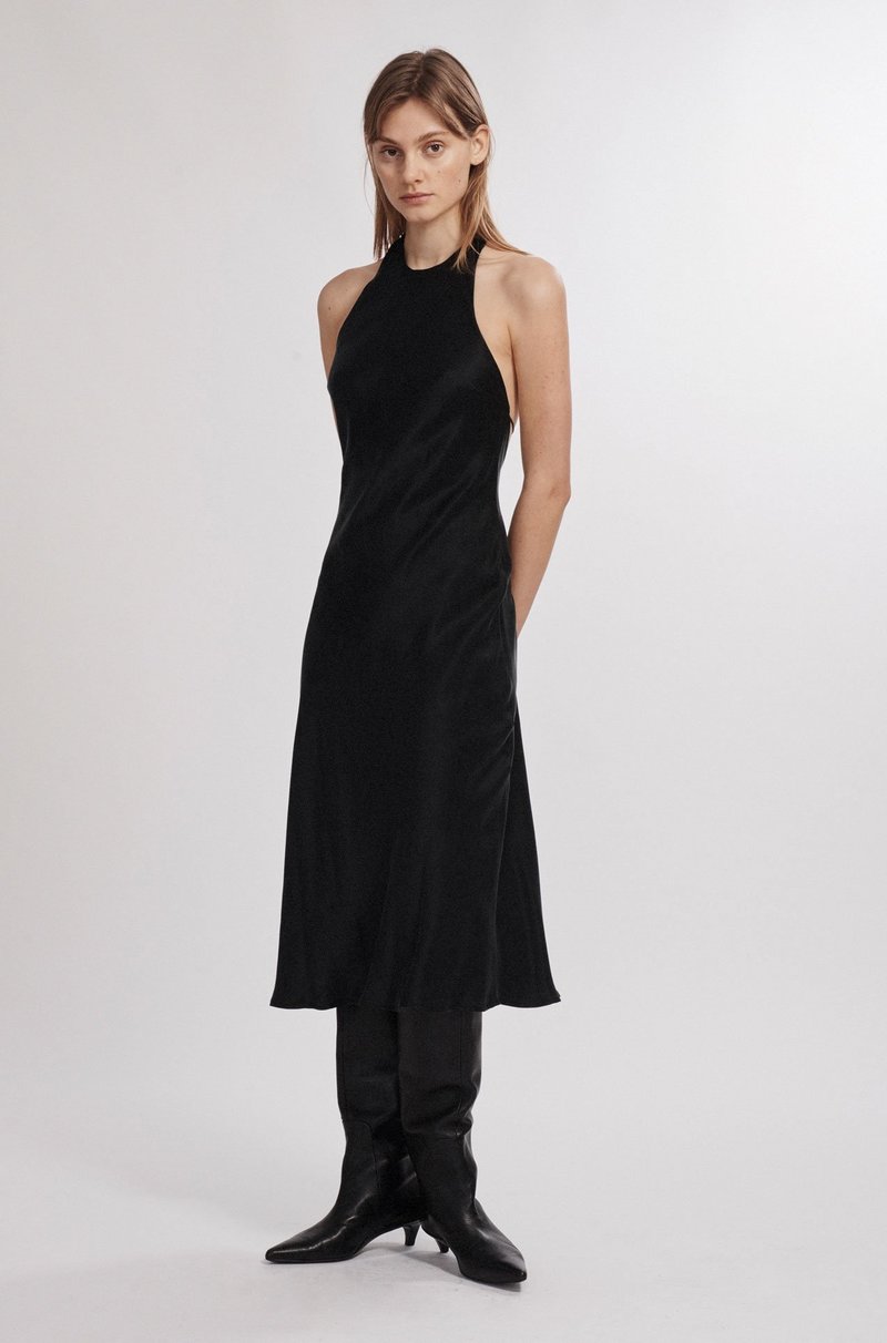silk laundry halter dress black Silk Laundry Halter Dress