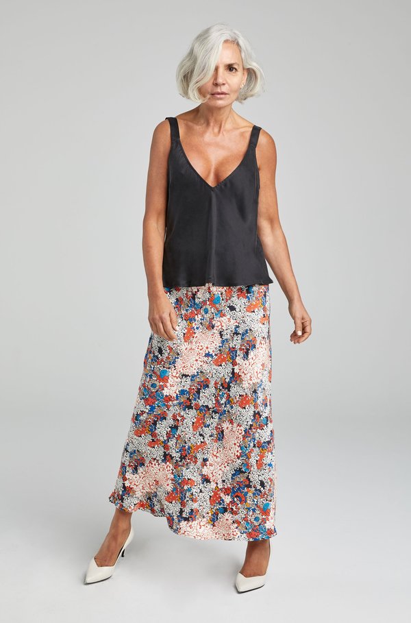 Silk Laundry LONG BIAS CUT SKIRT - GARDEN PARTY Silk Laundry LONG BIAS CUT SKIRT - GARDEN PARTY