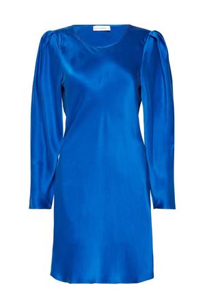 princess polly baby blue dress Cobalt Blue Pleated Sleeve Tab Detail Shift Dress