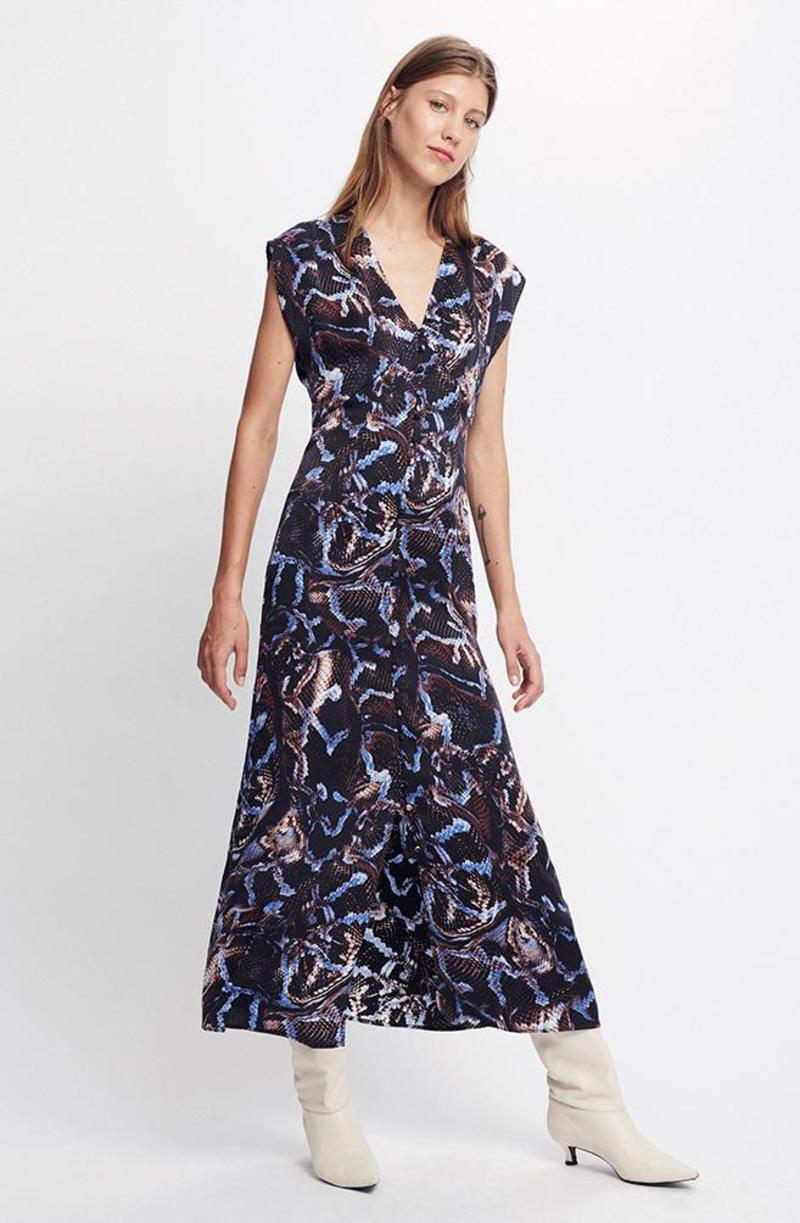 silk laundry snake dress Silk Laundry V NECK DRESS - SNAKE