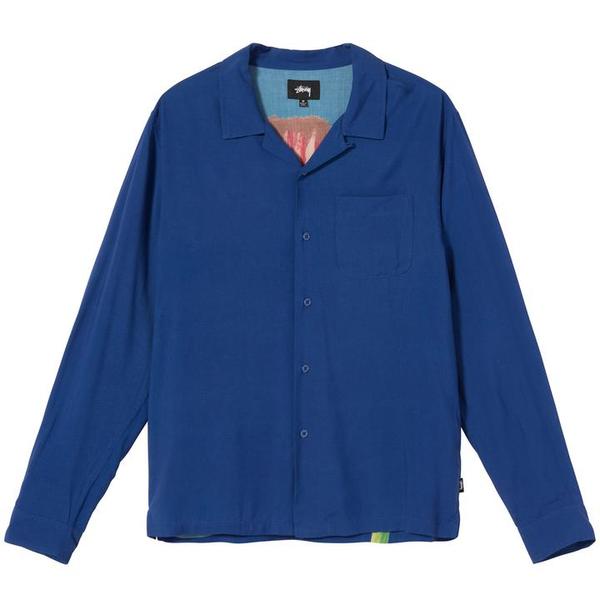 Stussy Big Poppy Long Sleeve Shirt top blue Garmentory