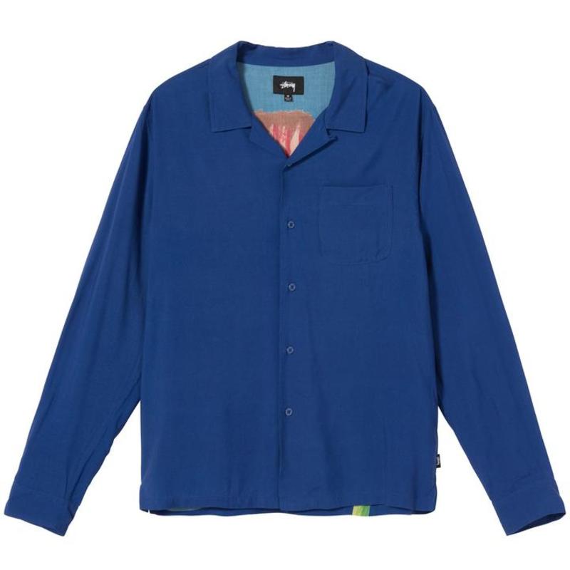 Stussy Big Poppy Long Sleeve Shirt top blue Garmentory