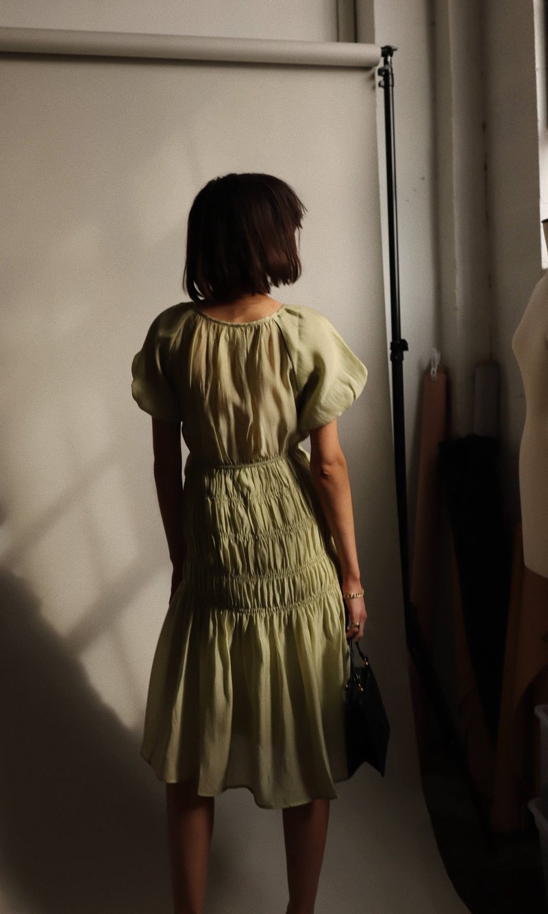 knee length dresses for ladies Sage Smocked Dress – Shop Southern Boutique main image 0