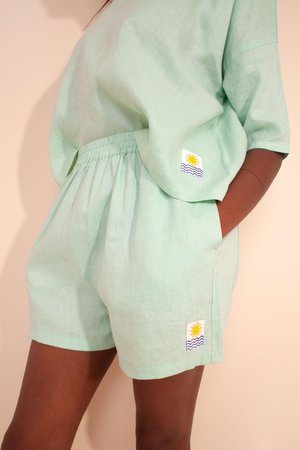 L.F.Markey Basic Linen Shorts - Jade 