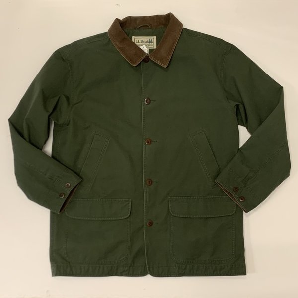 Vintage 80s 90s L.L. Bean Flannel Lined Barn Coat - green/brown 