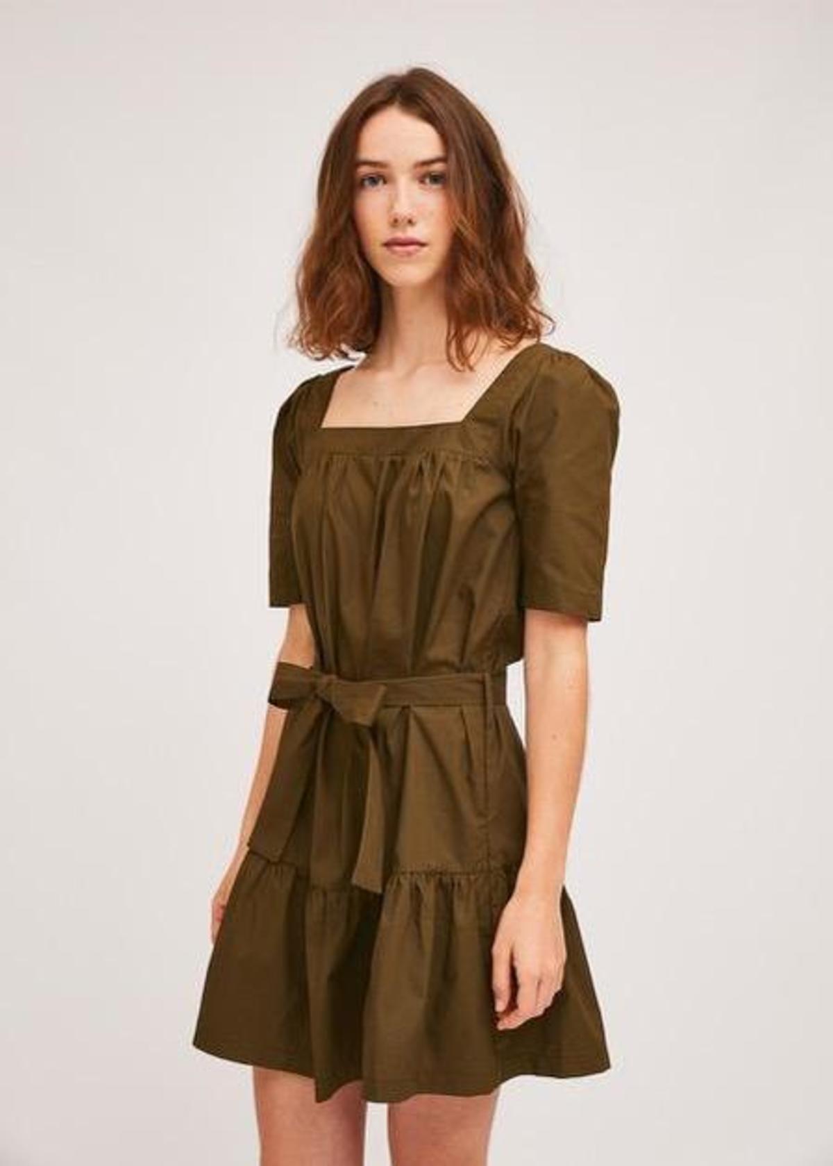 Compañia Fantastica Square Neck Smock Dress - Olive - Image 2 of 5