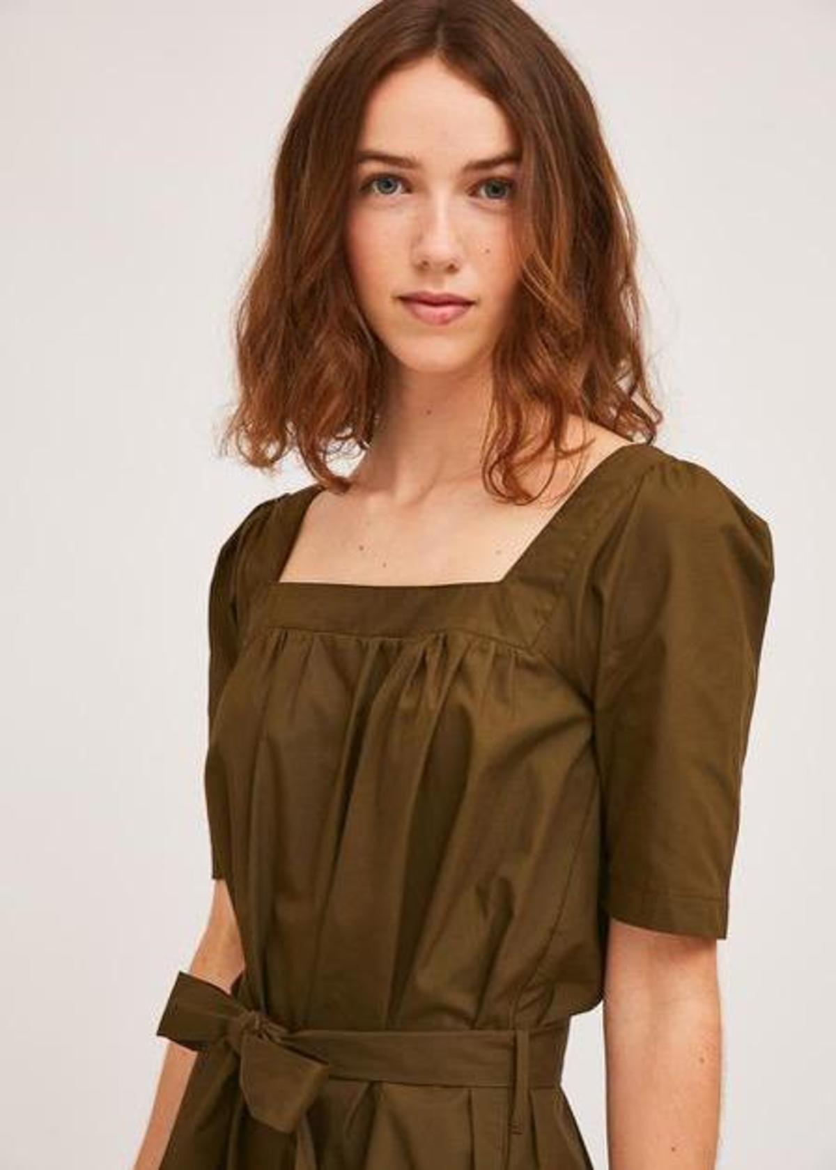 Compañia Fantastica Square Neck Smock Dress - Olive - Image 3 of 5