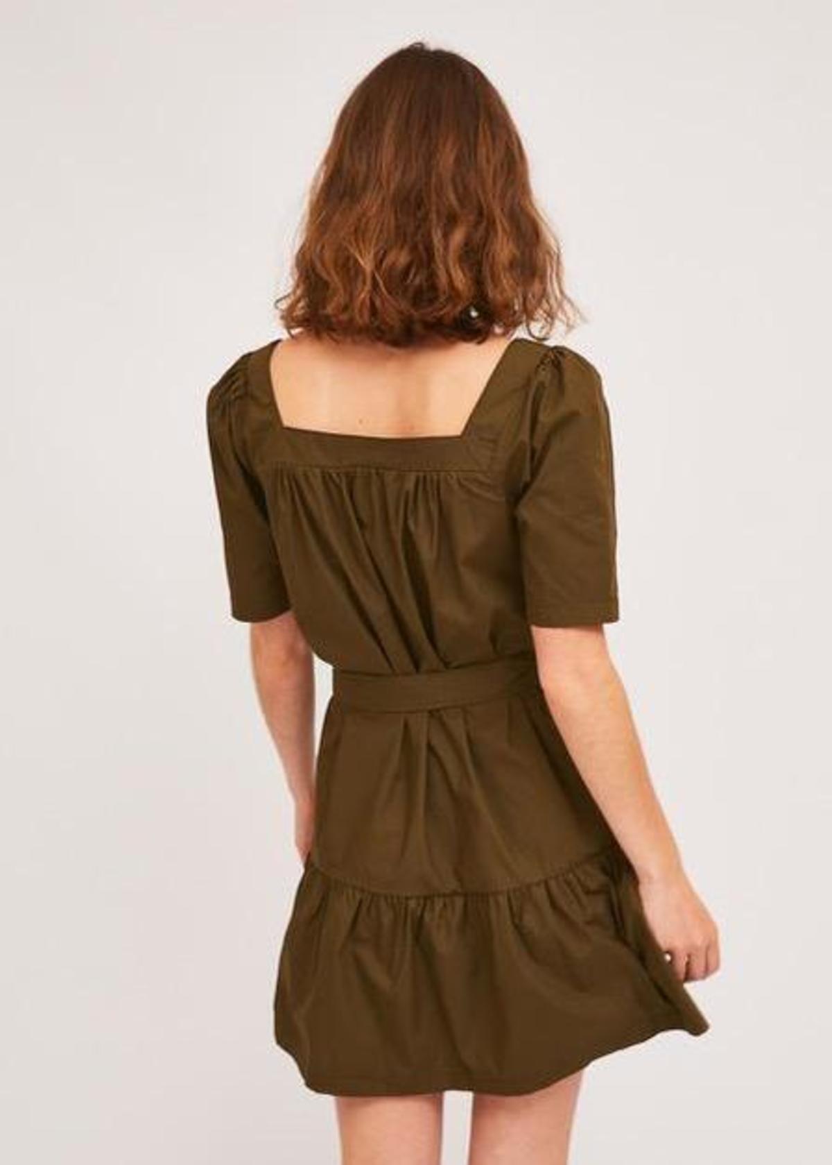 Compañia Fantastica Square Neck Smock Dress - Olive - Image 4 of 5