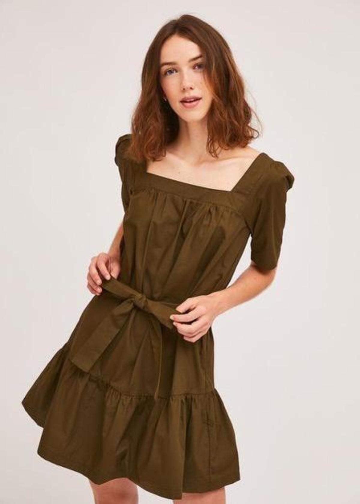 Compañia Fantastica Square Neck Smock Dress - Olive - Image 5 of 5