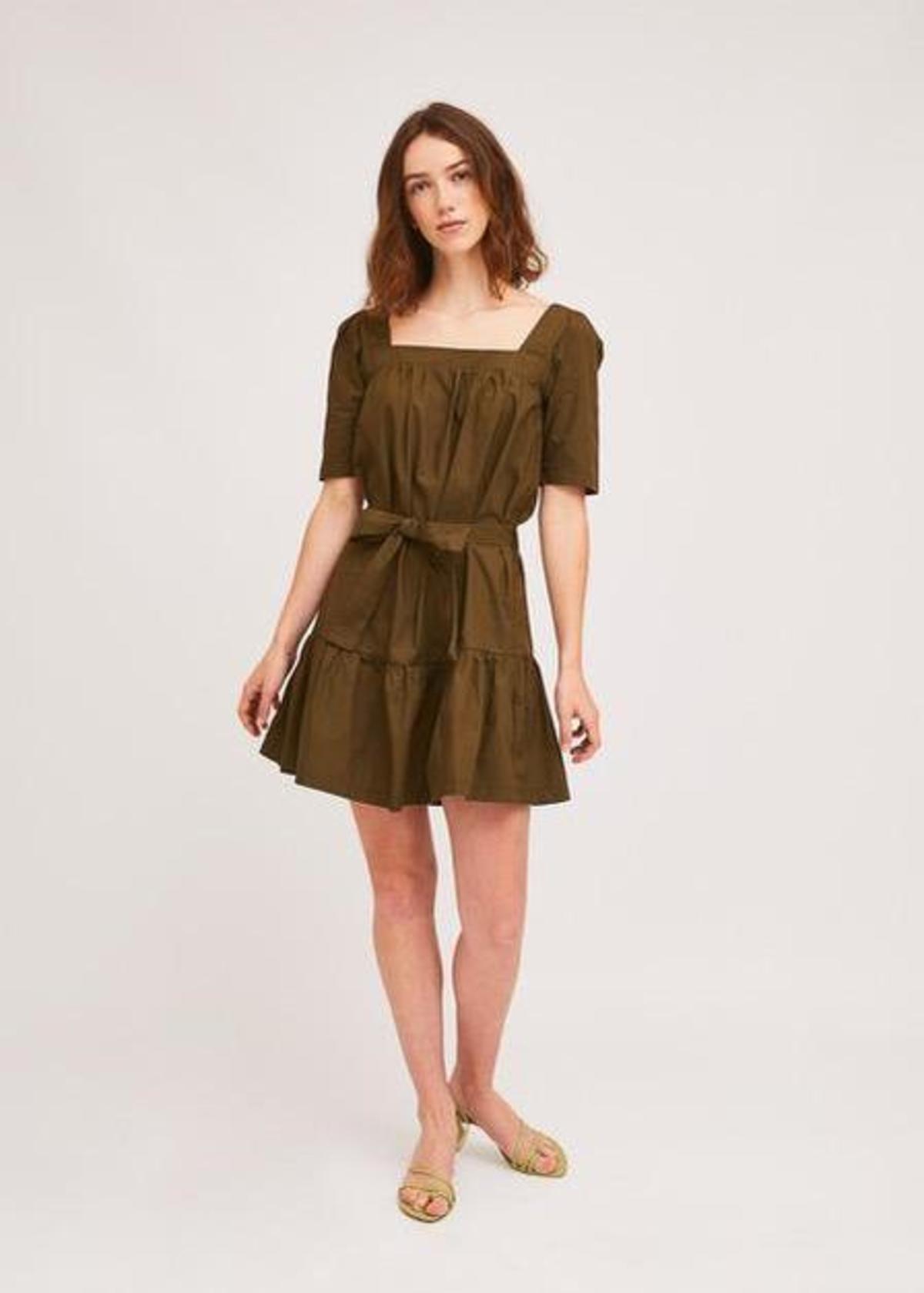 Compañia Fantastica Square Neck Smock Dress - Olive - Image 1 of 5