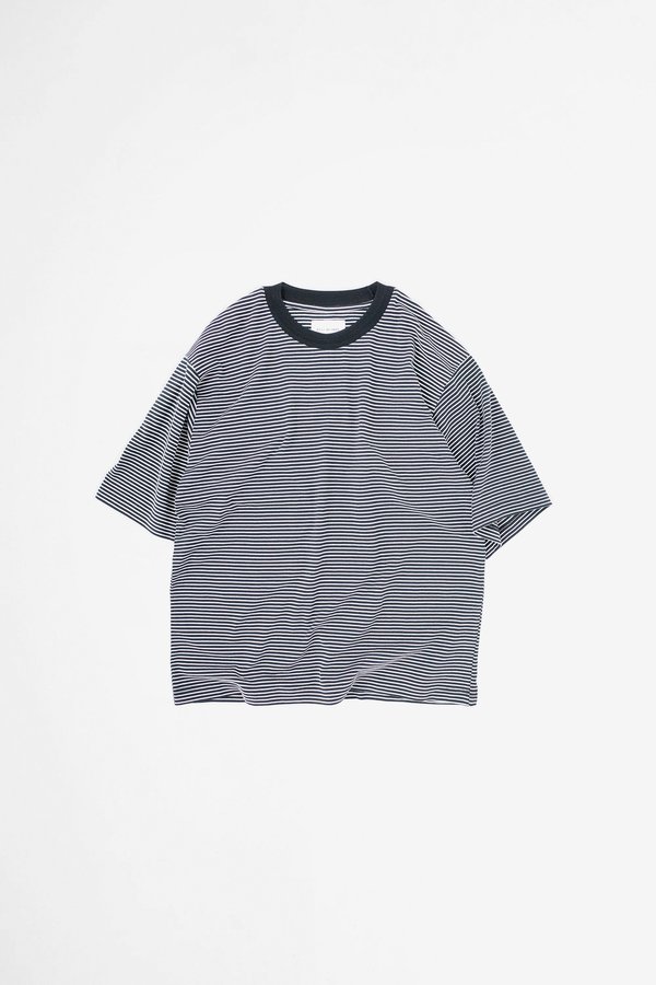 Still By Hand Striped half sleeve t-shirt - black Still By Hand Striped half sleeve t-shirt - black