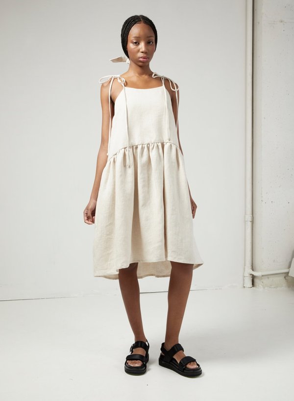 Eliza Faulkner Raw Linen Tig Dress - Raw Linen | Garmentory