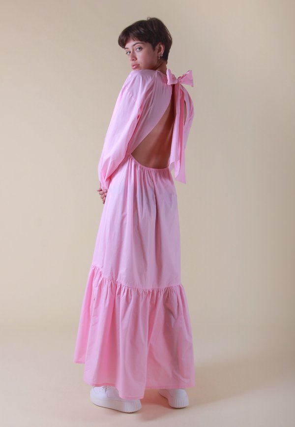 open lace back dress Girls Pink Poplin Dress main image 0