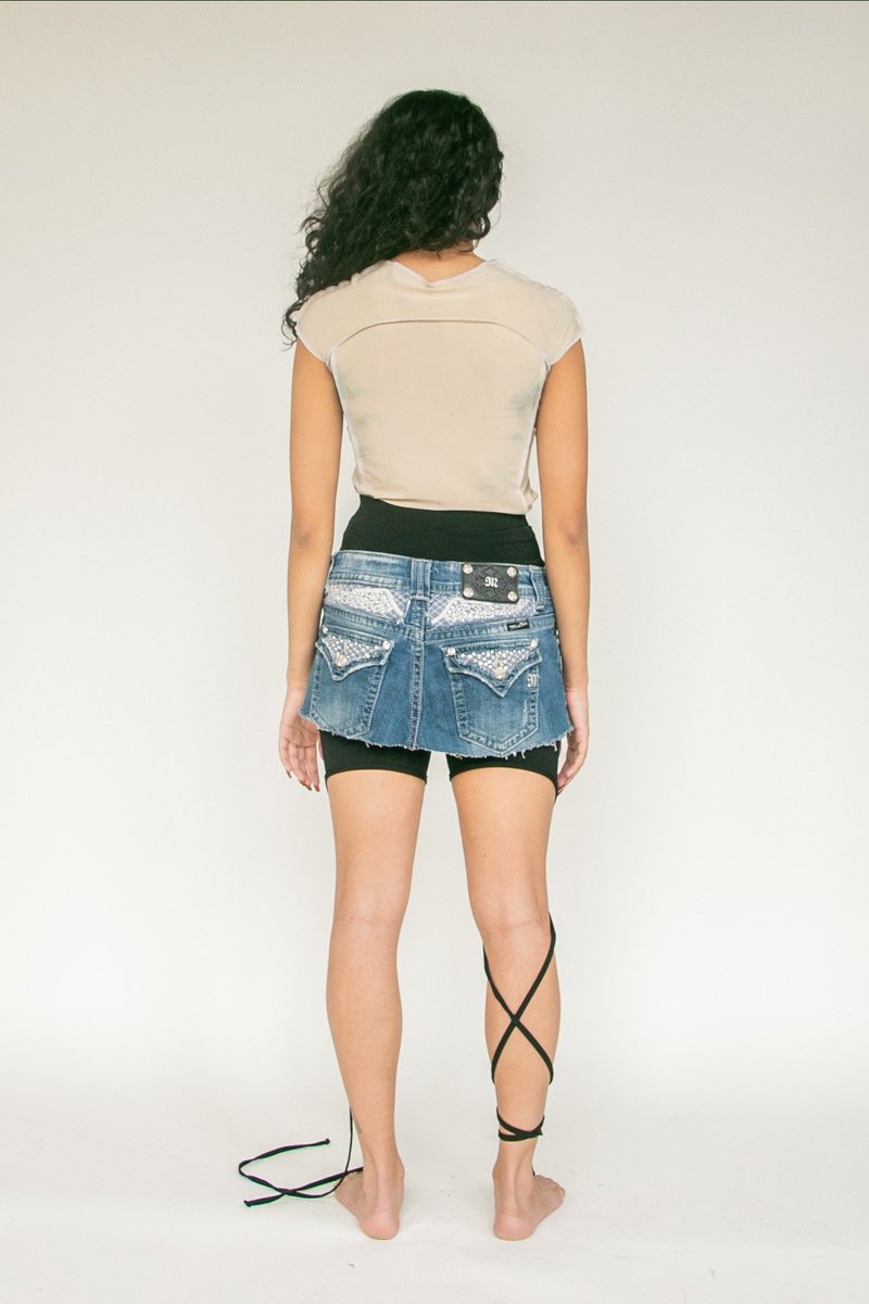 Vintage Micro Mini Denim Skirt - blue