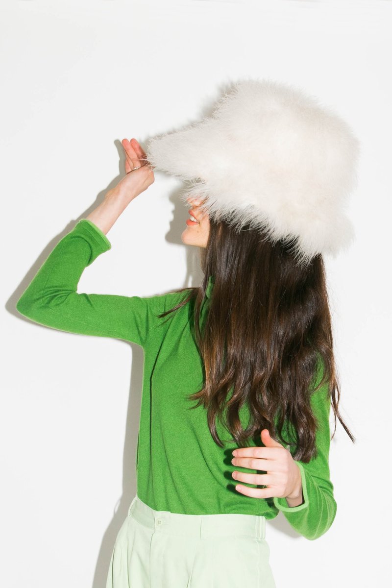 vintage Fluffy Feather Hat - white