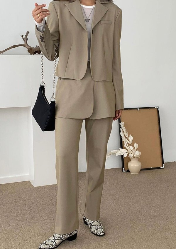 Skirt Overlay Suit Pants in Beige Skirt Overlay Suit Pants in Beige