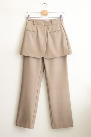 Skirt Overlay Suit Pants in Beige Skirt Overlay Suit Pants in Beige