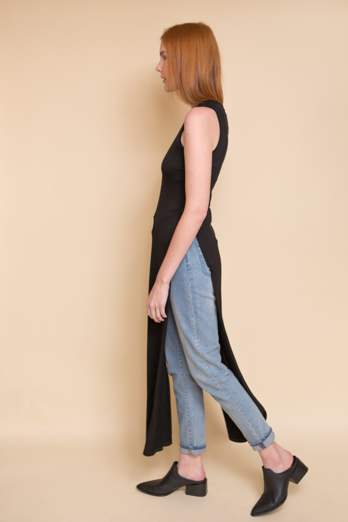 Side Slit Tee BLQ Basiq Sleeveless Tee with Side Slits - Black | Garmentory