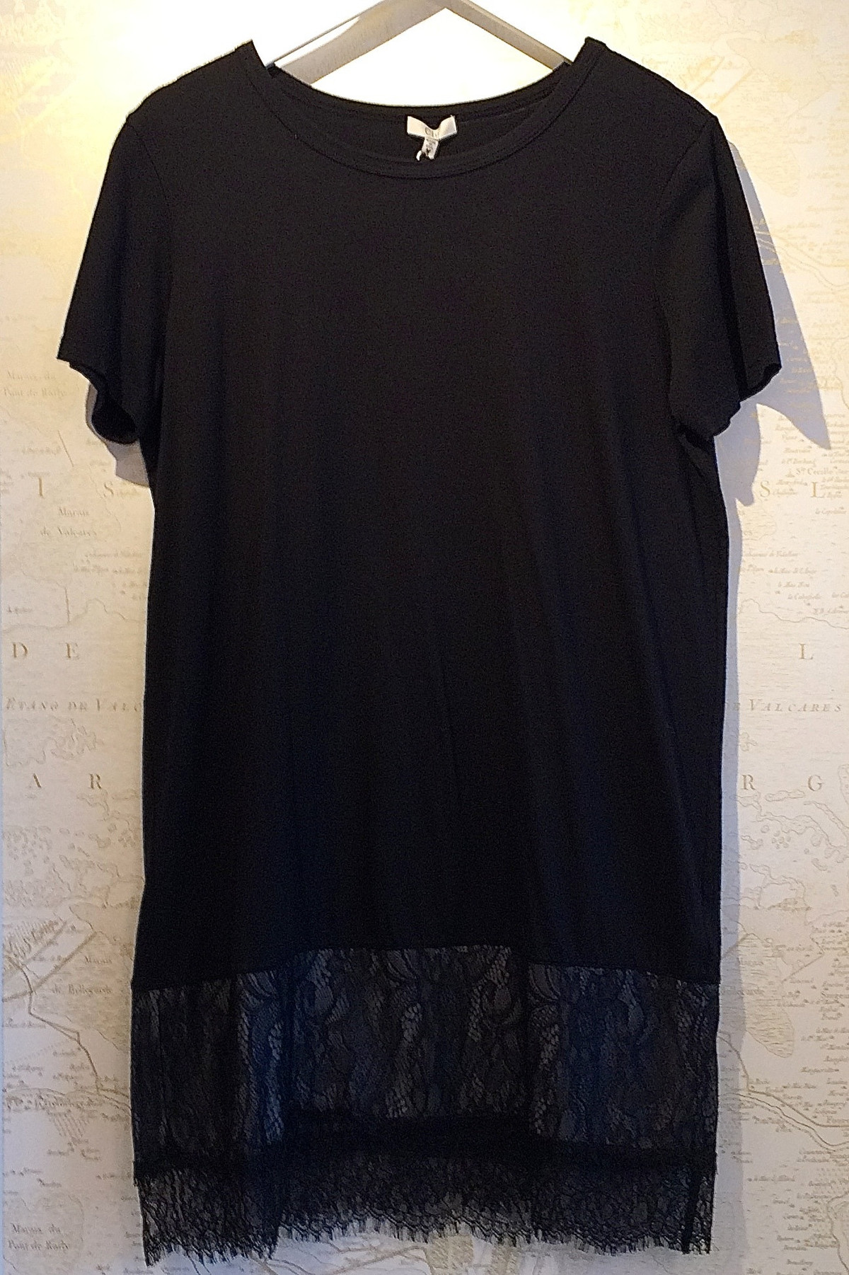 T-Shirt Dress with Lace Bottom | Garmentory