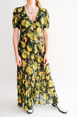 サイズ00 MARC JACOBS REDUX GRUNGE ワンピース Pre-loved] Marc Jacobs Redux Grunge Printed Maxi Dress - Black