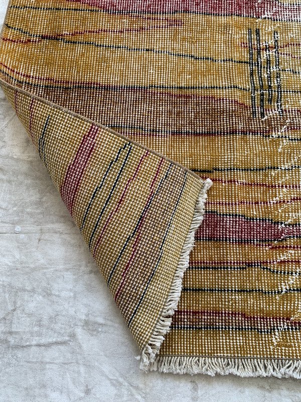 Vintage Gold Abstract Distressed Wool Rug Vintage Gold Abstract Distressed Wool Rug