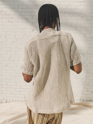 CMMN SWDN Linen Dexter Camp Collar Shirt - Ecru | Garmentory