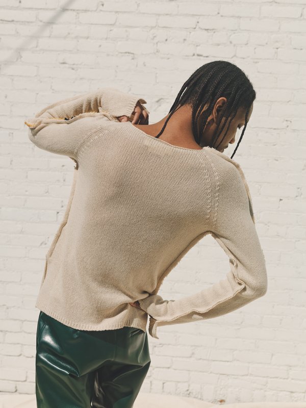 Marni Deconstructed Raw Cashmere Knit Sweater - Natural Marni Deconstructed Raw Cashmere Knit Sweater - Natural
