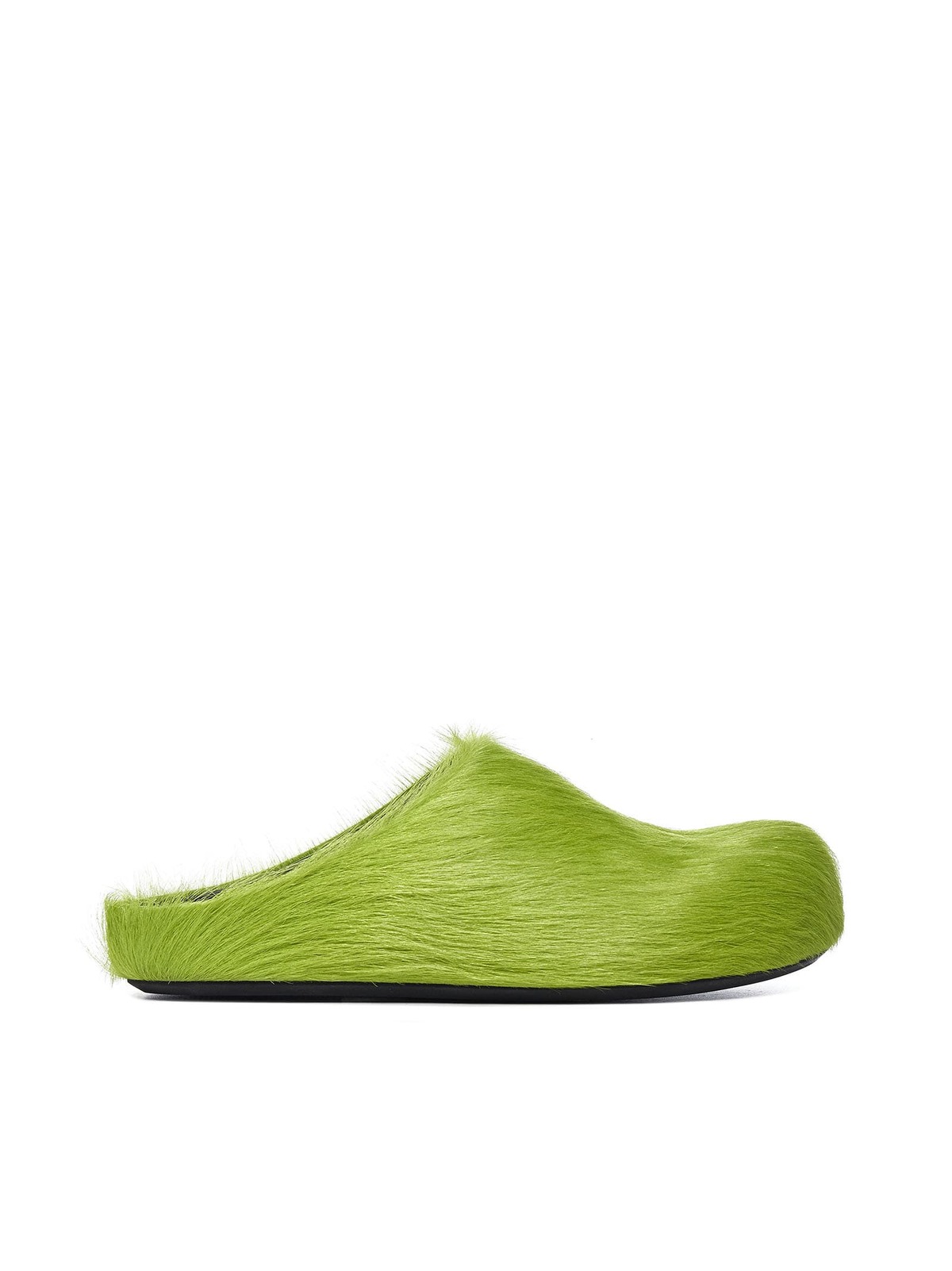 Neon Green Calf Hair Sabot Leather Mule | Garmentory display picture 2