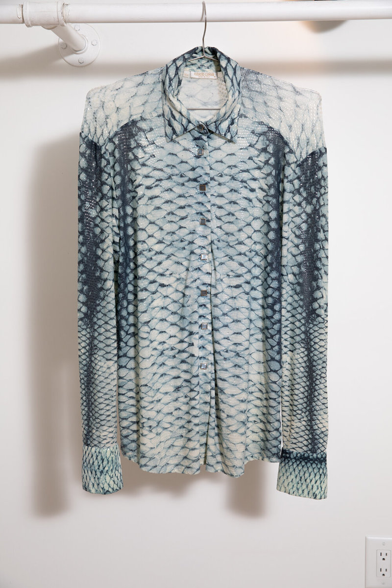 Vintage Roberto Cavalli Snake Blouse - Deep blue