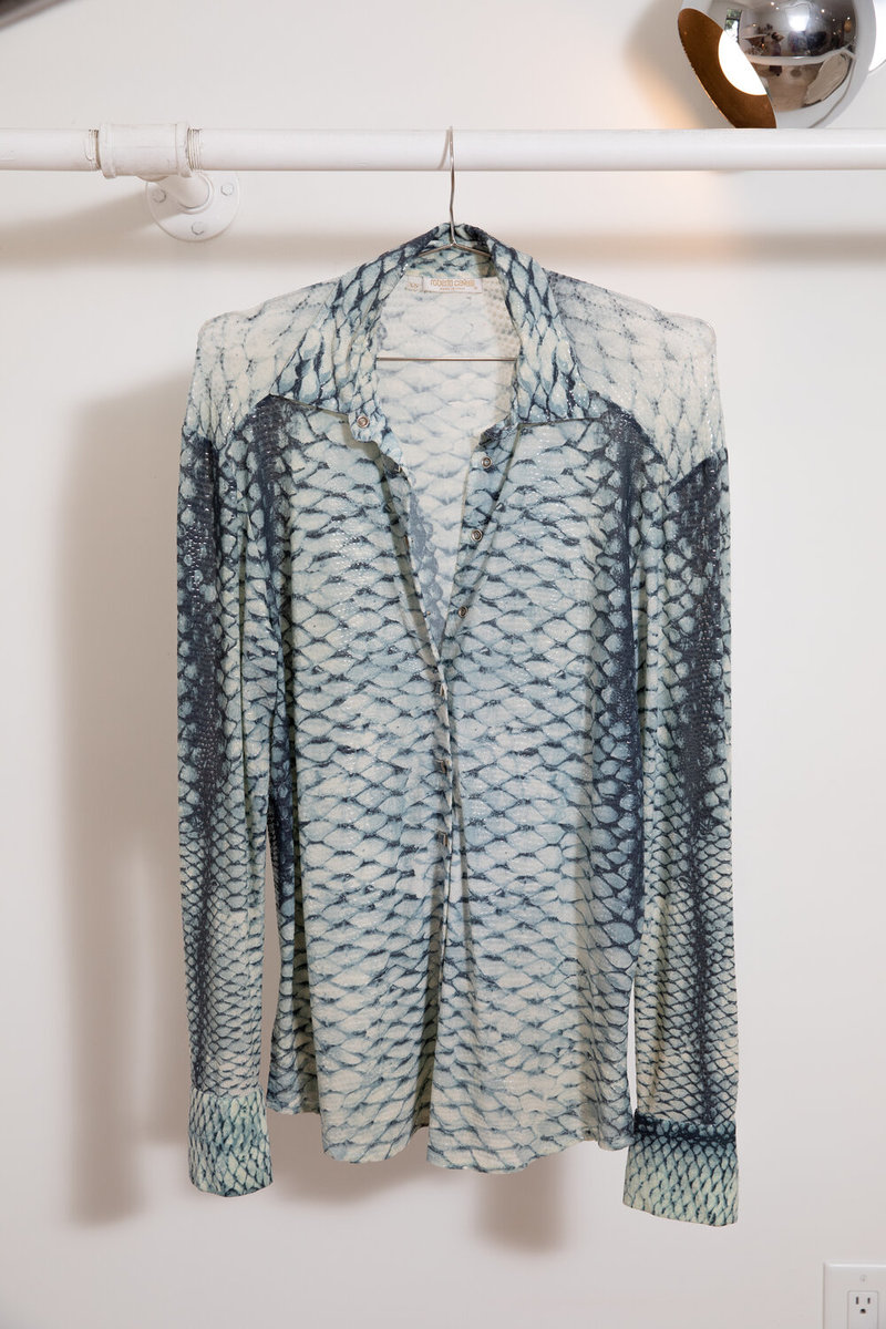 Vintage Roberto Cavalli Snake Blouse - Deep blue