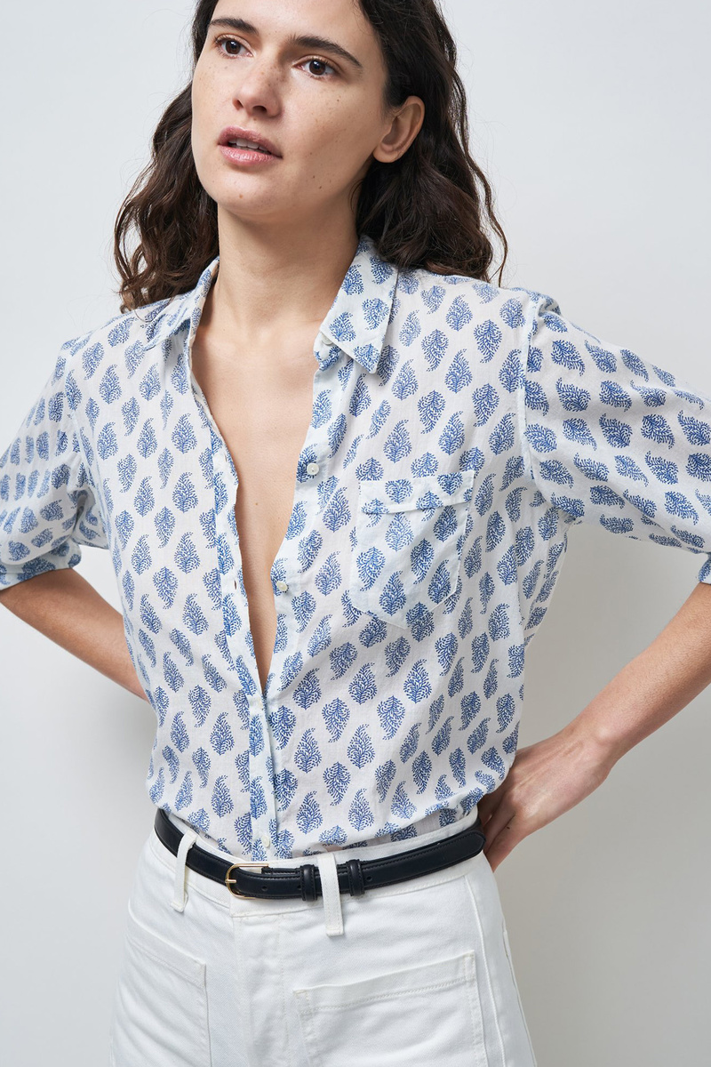 Nili Lotan NL Shirt - Blue/White Paisley | Garmentory