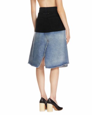 MM6 Maison Margiela Two-tone Denim Skirt - black/blue | Garmentory